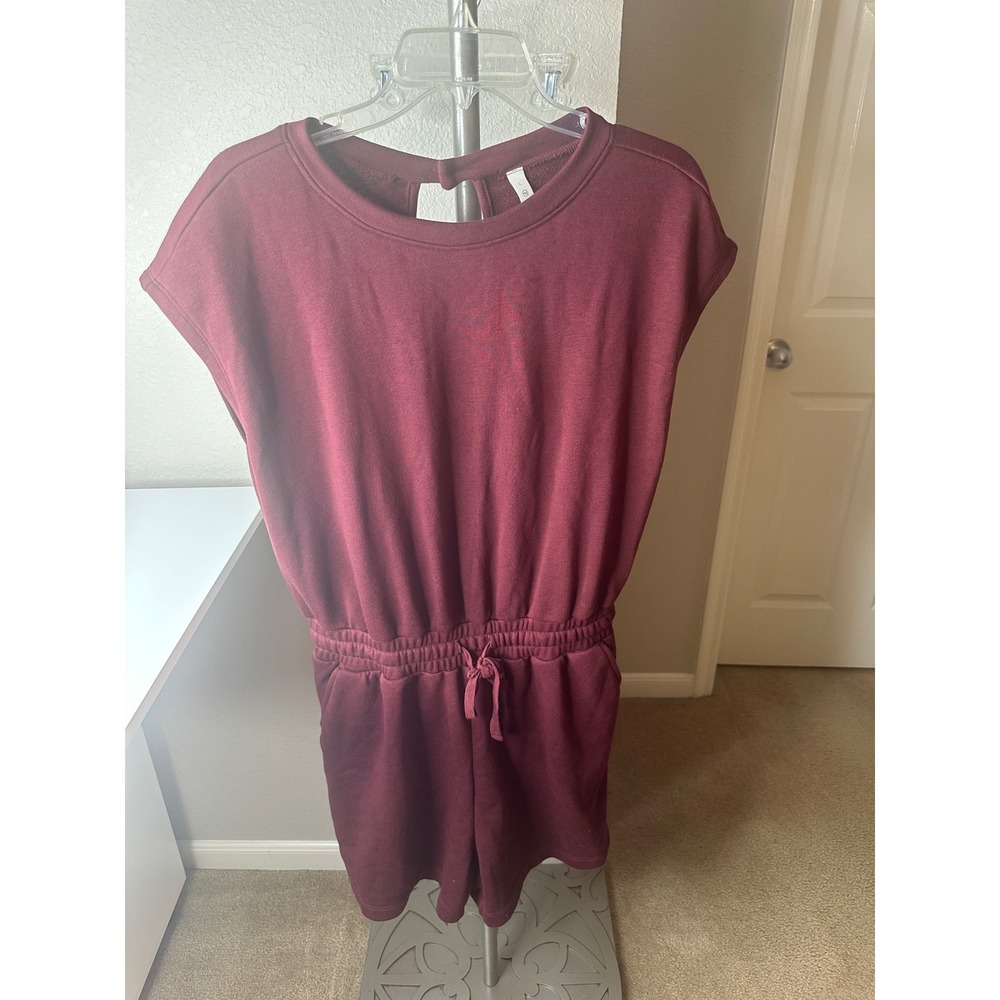 Rae Mode Romper Womens Large Burgundy Excellent Open Back French Terry JP5075